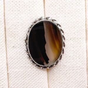 Sterling Silver Montana Agate Oval Brooch